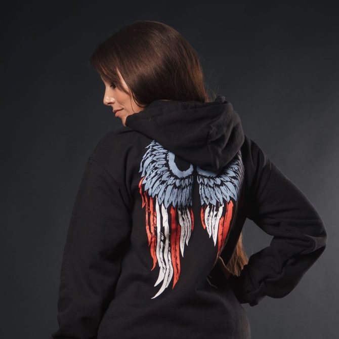 Women's Freedom Angel Hoodie - Black - Image 5