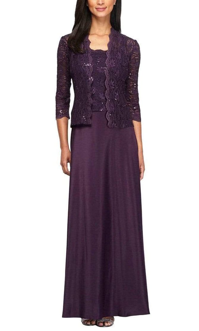 1121198 Lace and Chiffon Dress with Lace Jacket