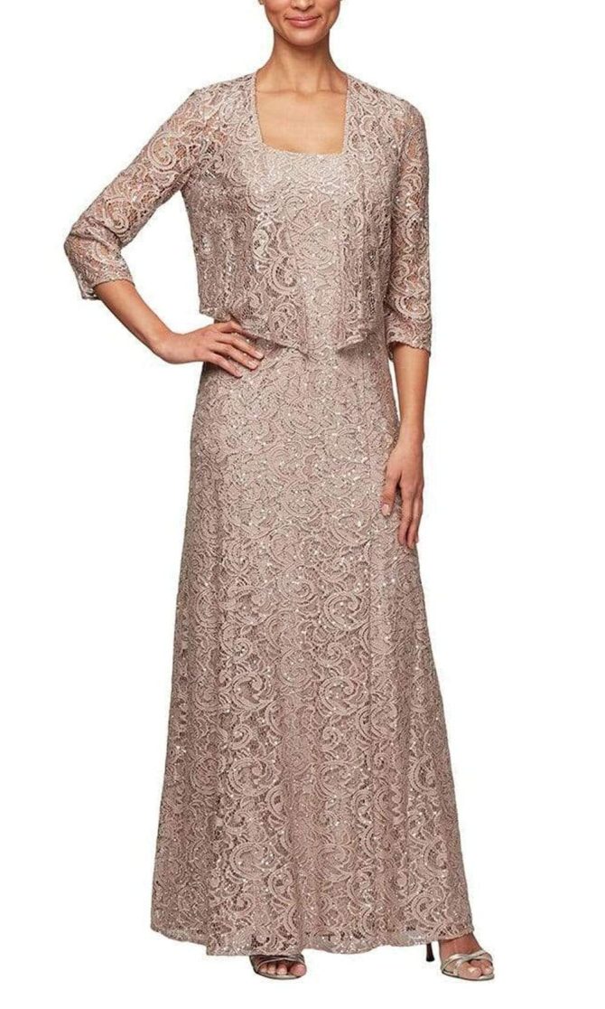 1122012 Embroidered Lace A-line Dress