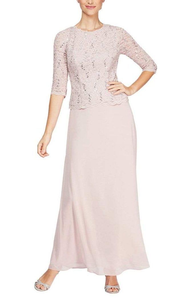 112318 Scallop Lace Mock Dress with Chiffon Skirt - Image 7