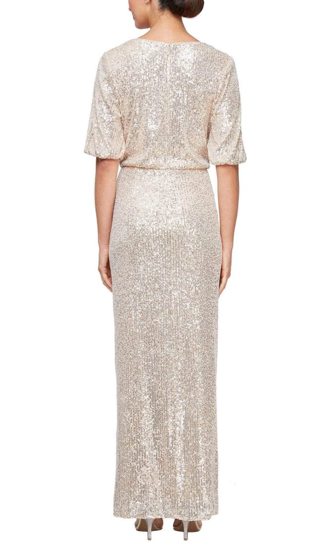 Blouson Bodice Sequin Formal Dress - Image 2