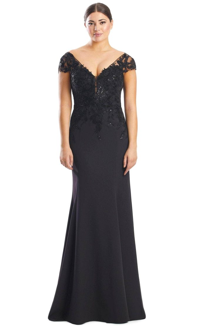 Modest V Neck Lace Formal Gown