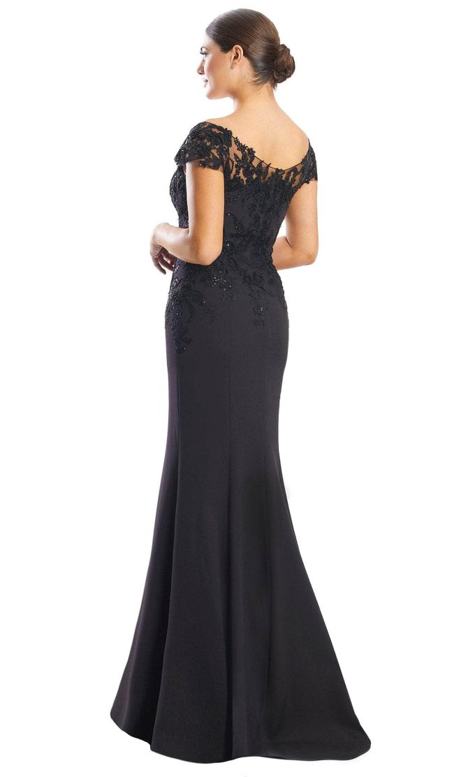 Modest V Neck Lace Formal Gown - Image 3