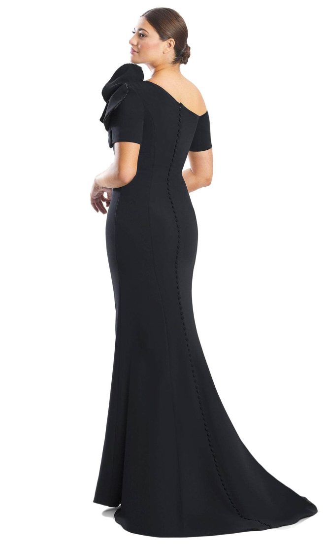 Rose-Detailed Asymmetrical Formal Gown - Image 2