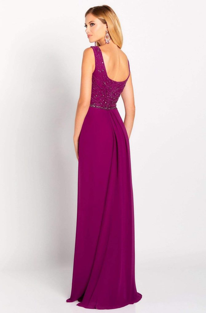 119641 Asymmetrical Beaded Chiffon Gown - Image 2