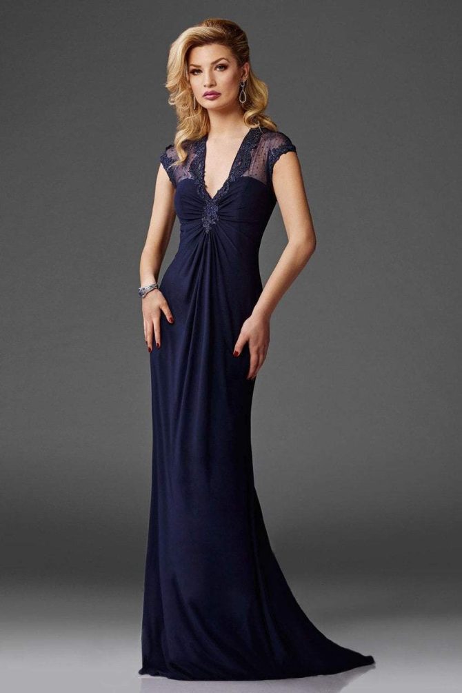 M6412 Embellished V Neck Evening Gown