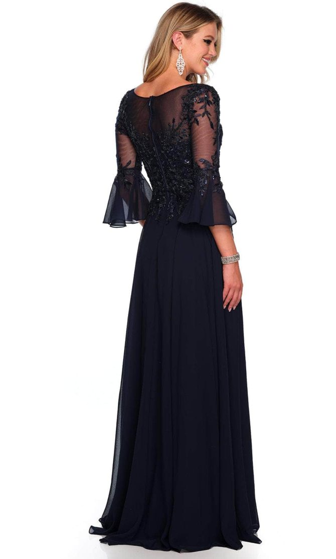 Embroidered Bell Sleeve Prom Gown - Image 2