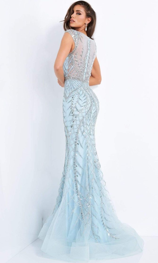 02336 Embellished Scoop Neck Trumpet Dress - Image 2