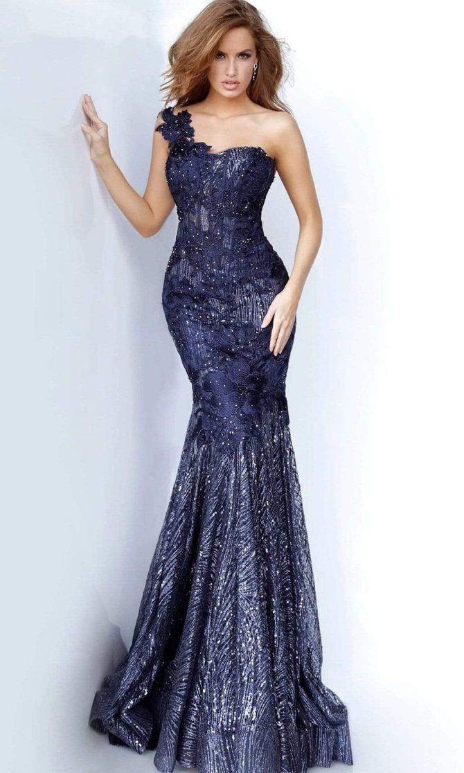 02445 Sweetheart Lace Applique Trumpet Dress - Image 6