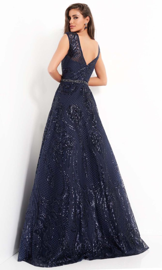 02514 Cap Sleeve Sequin Embroidered A-Line Gown - Image 2