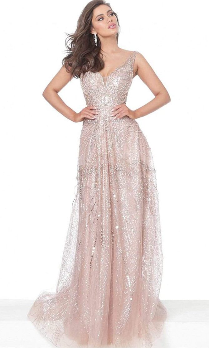 03203 Crystalline Embellished A-Line Gown