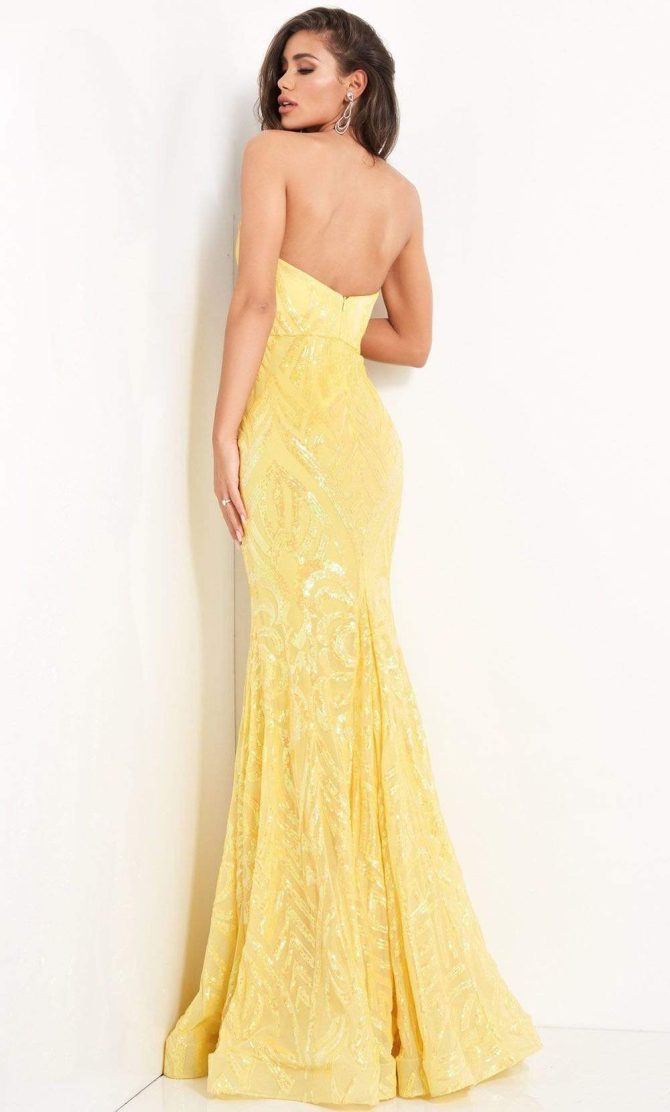 03445 Strapless Plunging Sweetheart Neck Sequin Gown - Image 2