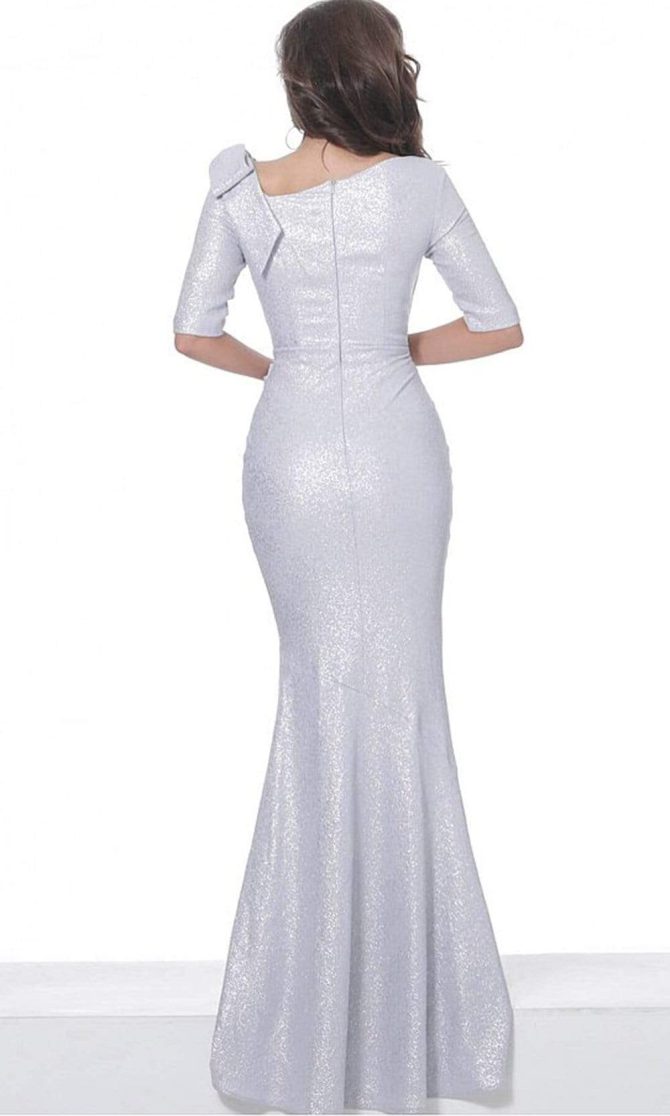 03642 Asymmetric Neck Trumpet Dress - Image 2