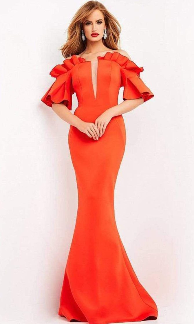 06901 Off Shoulder Full Length Trumpet Gown