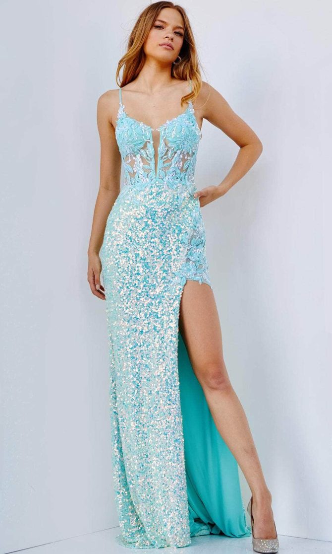 Illusion Sequin Prom Dress - Image 3