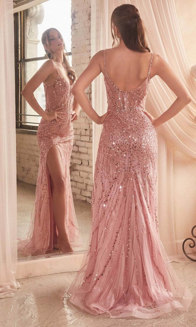 Beaded Illusion Scoop Prom Gown - Image 3