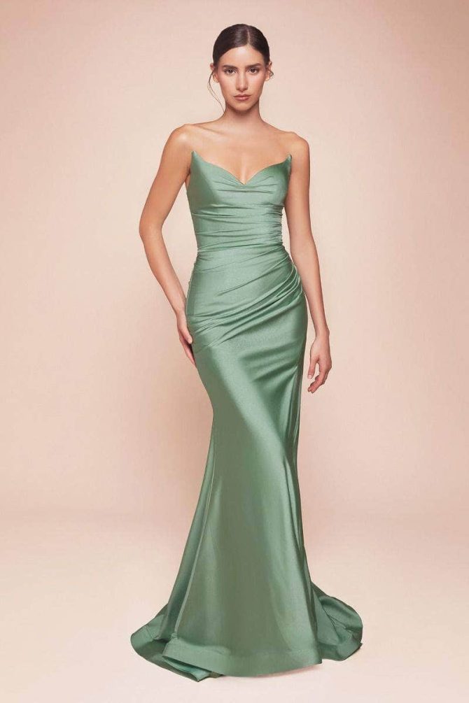 Ladivine CD791 Strapless Fitted Satin Prom Dress - Image 5