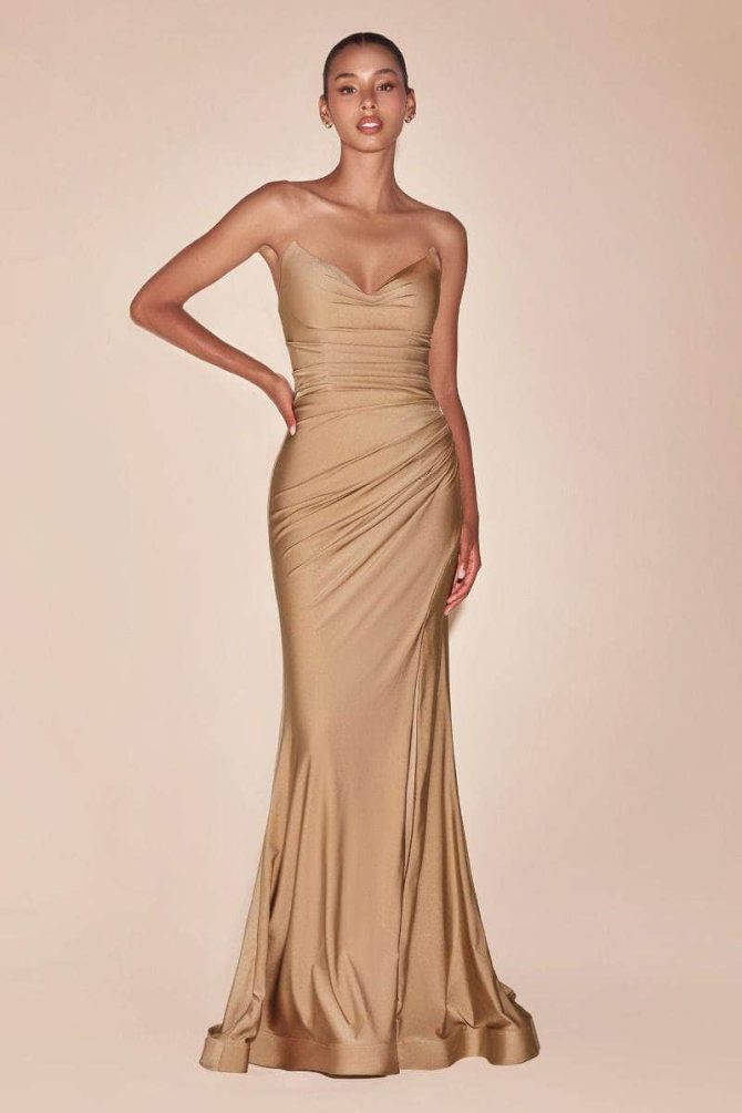 Ladivine CD791 Strapless Fitted Satin Prom Dress - Image 11