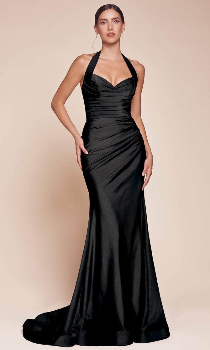 Halter Ruched Bodice Prom Dress - Image 3