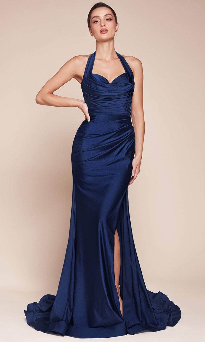 Halter Ruched Bodice Prom Dress - Image 9