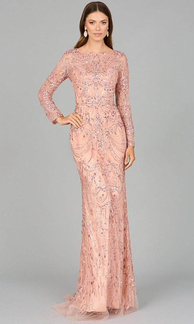 Beaded Lace Evening Dress