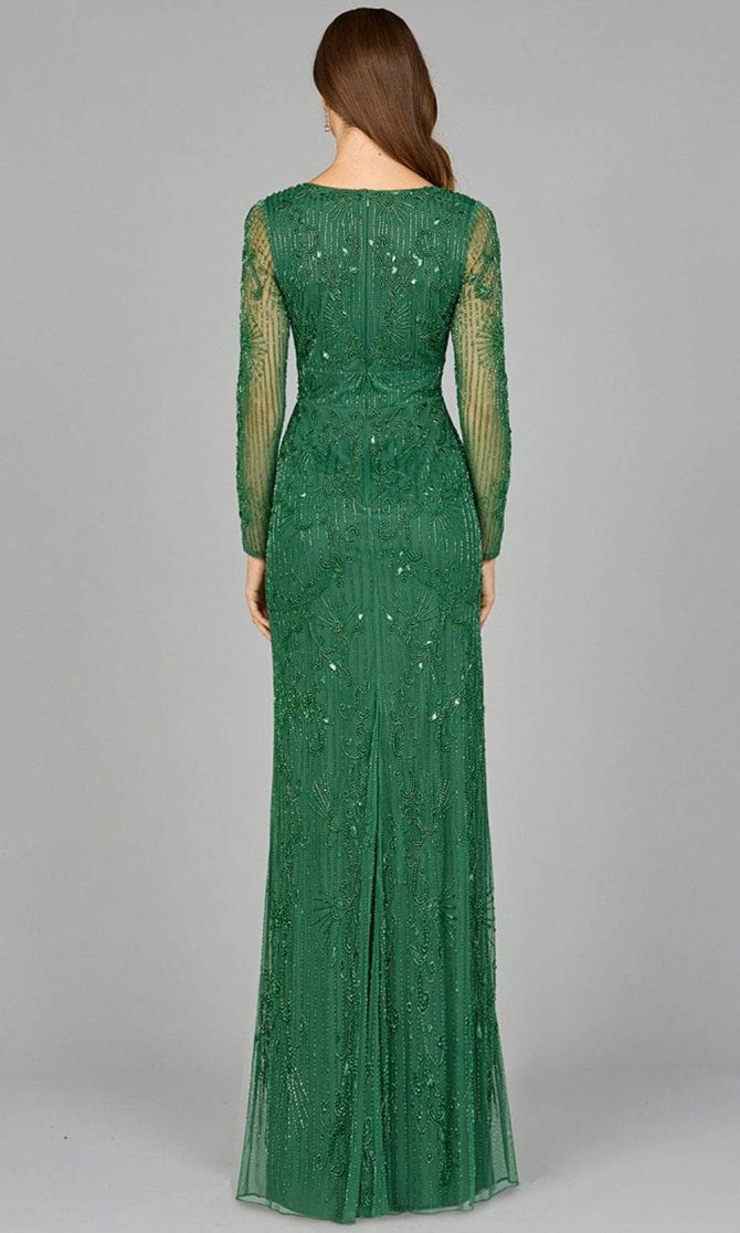 Sheer Sleeve Beaded Evening Dress - Image 2