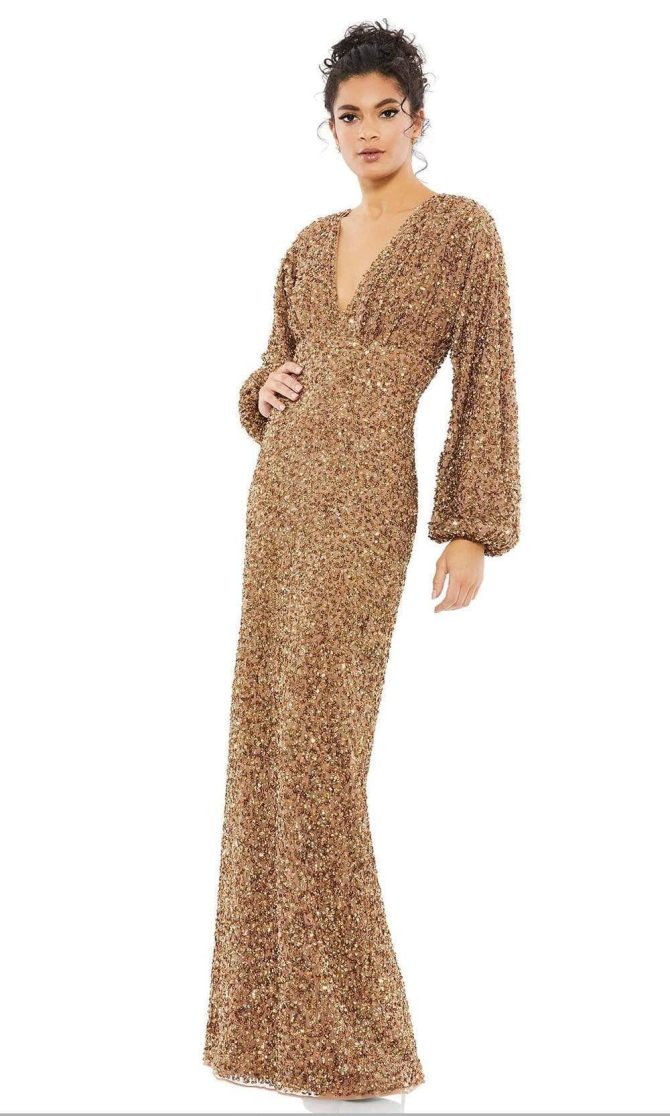 10791 Bishop Sleeve Sequin Gown