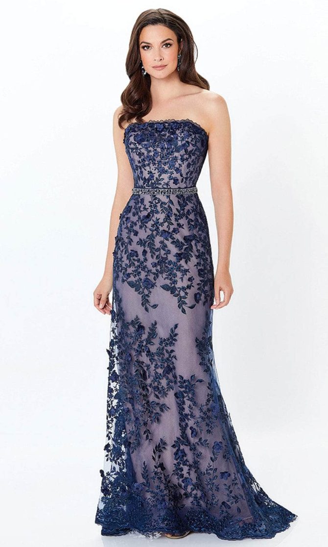 118961 Strapless Lace Sheath Gown