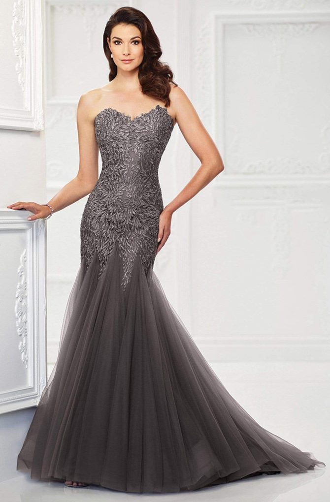 118964 Strapless Tulle Trumpet Gown