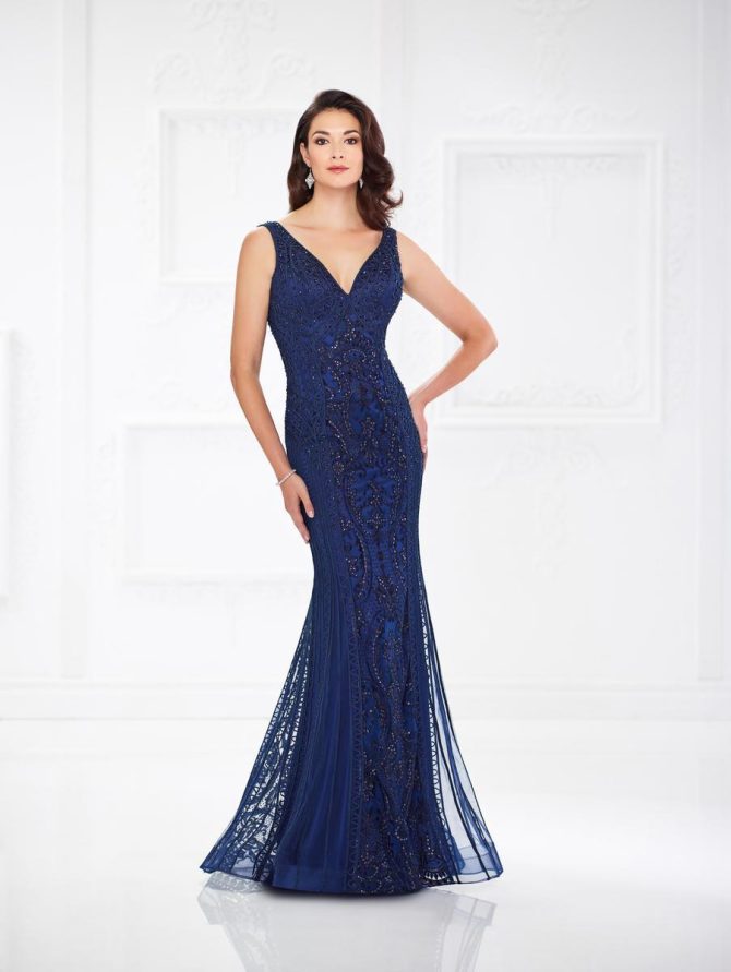 118975 Sleeveless Ribbonwork Evening Gown - Image 3