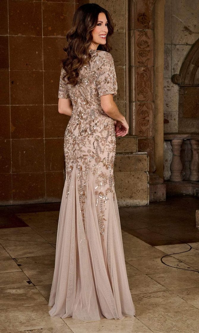 Beaded Jewel Neck Evening Dress - Image 2