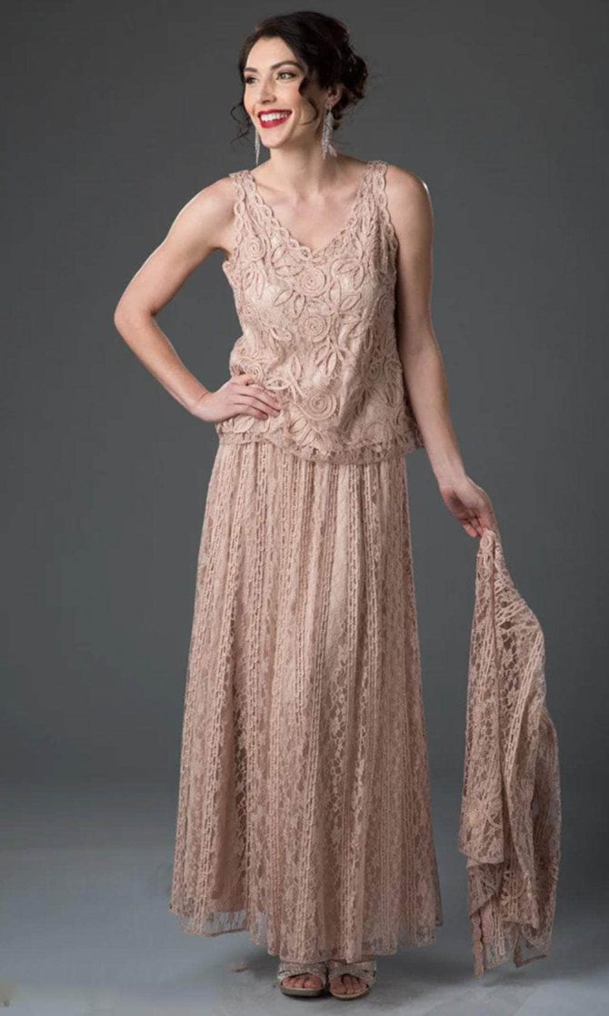 Embroidered Circle Skirt Three Piece Gown - Image 3