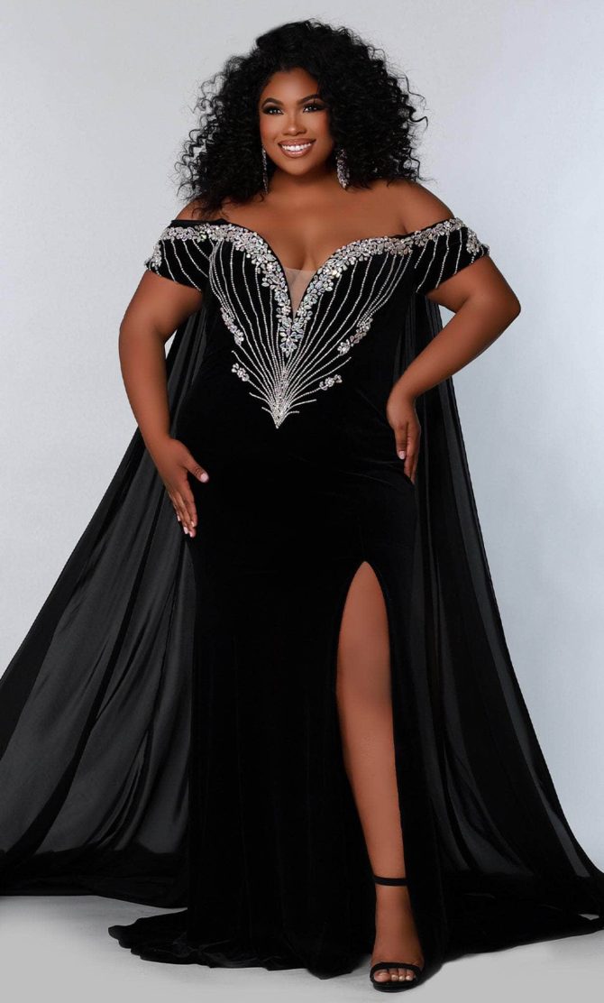 JK2202 Plunging V-neck Evening Gown