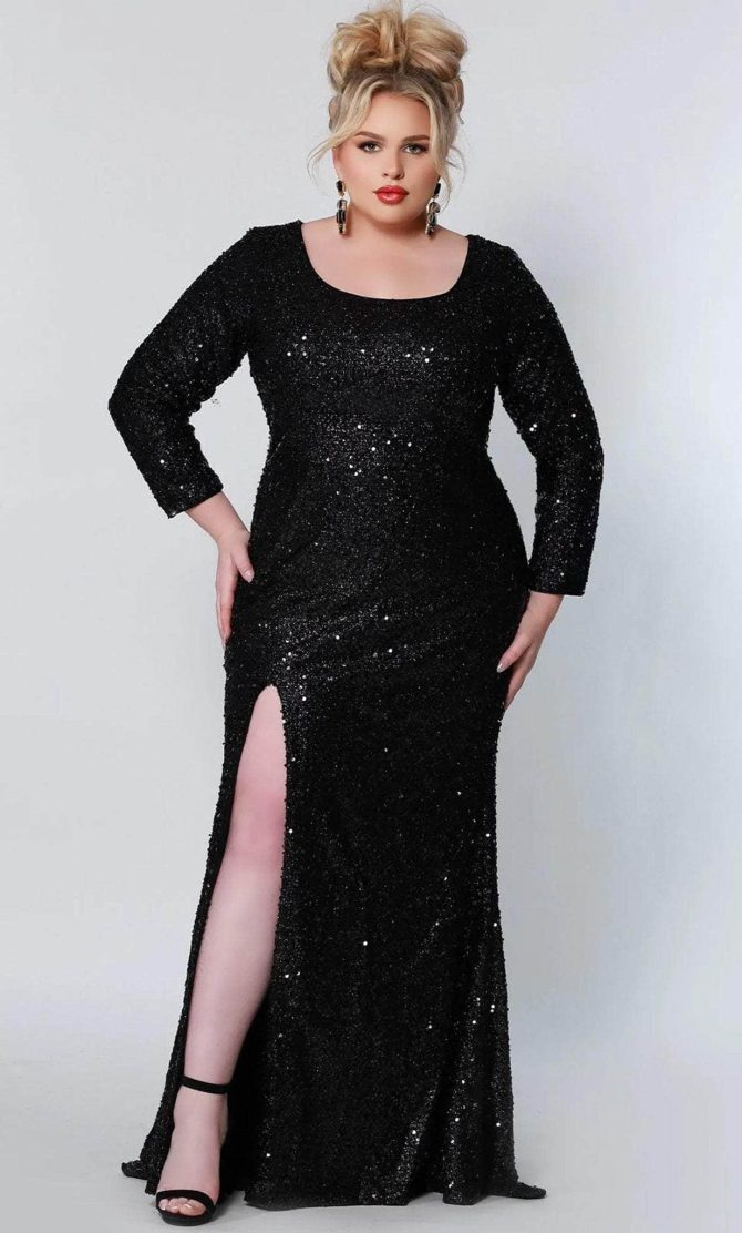 SC7320 Scoop Sequin Evening Dress