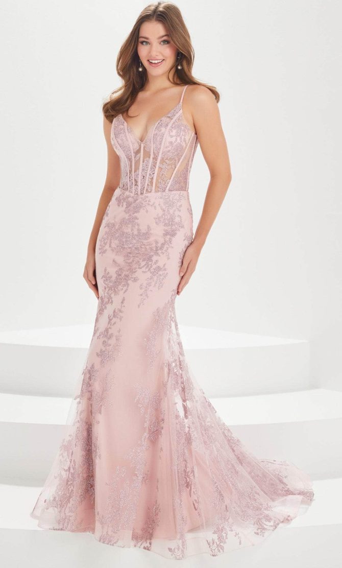 V-Neck Corset Bodice Prom Gown